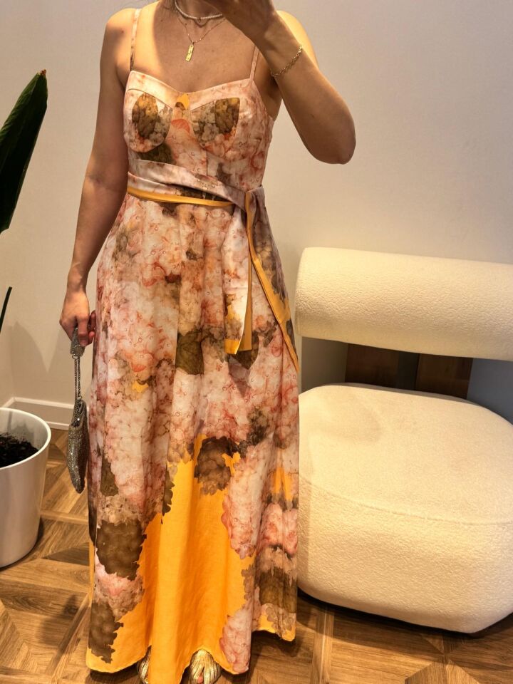 Soft Çiçek Desenli Askılı Elbise