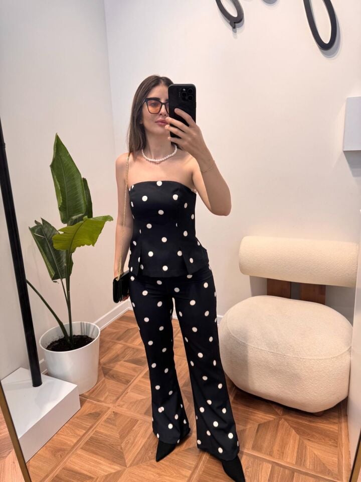 Siyah Puantiyeli Zara Tulum