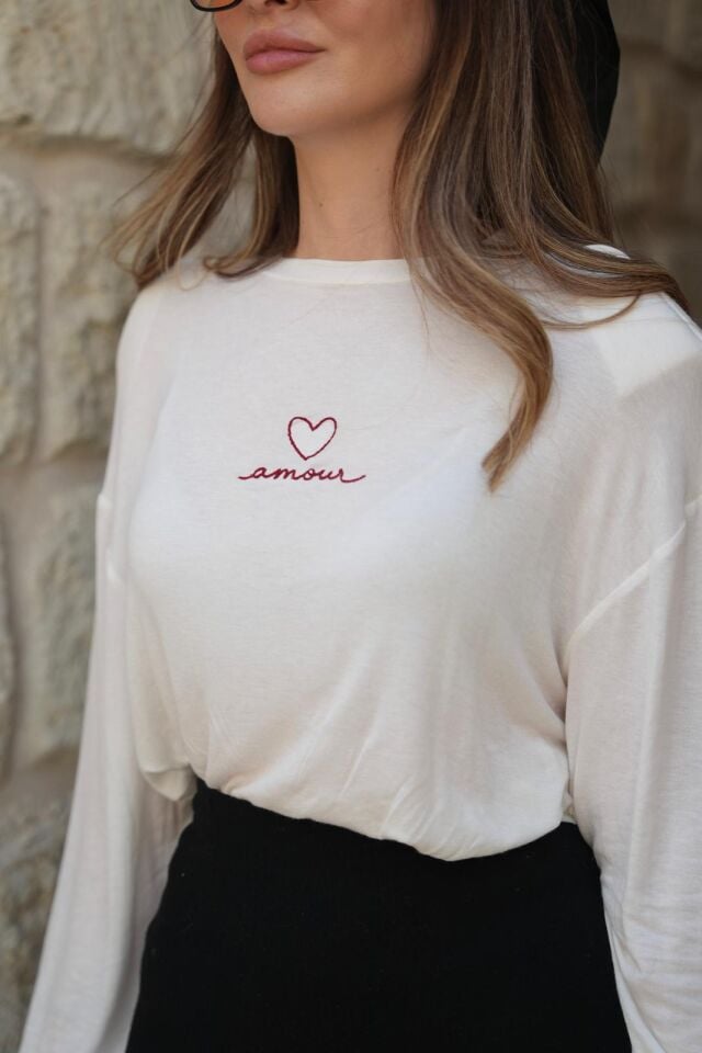 Krem Vatkalı Amour tşirt