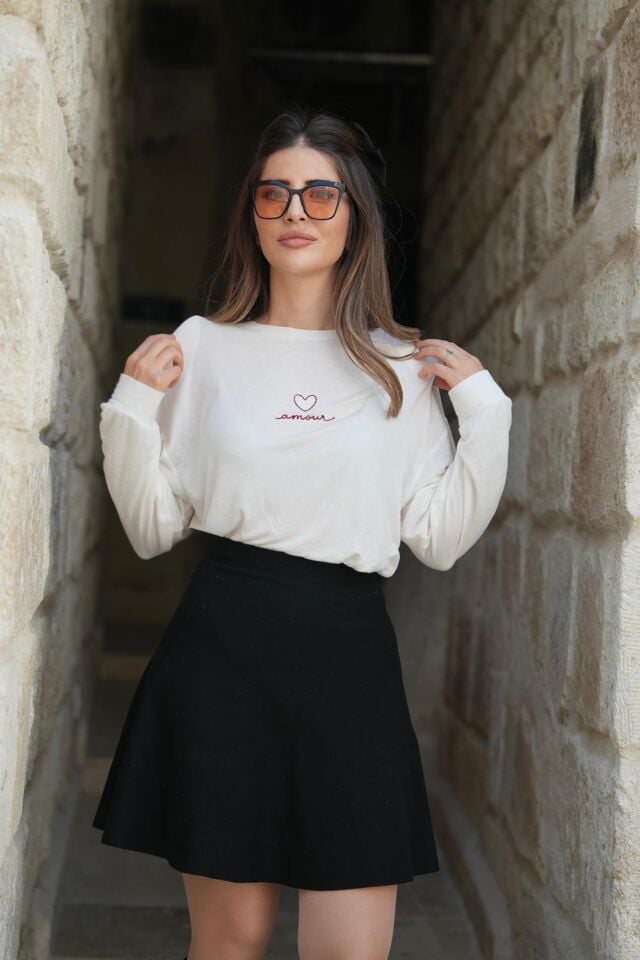 Krem Vatkalı Amour tşirt